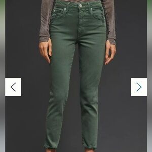 AMO Chelsea Crop Distressed green denim pants size 27